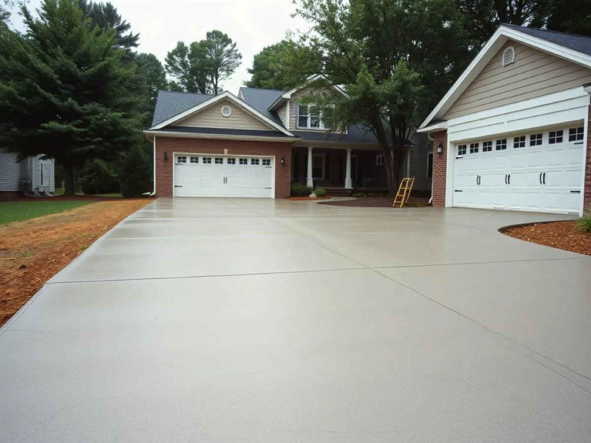 Broom-finished driveway with saw-cut control joints